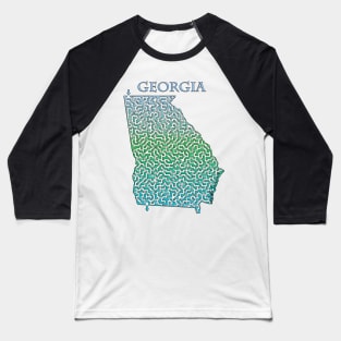 Georgia State Outline Maze & Labyrinth Baseball T-Shirt